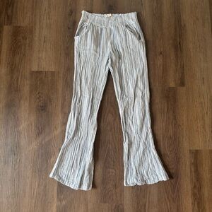 Billabong Women's Striped Gauze‎ Pants M Elastic Waist Wide Leg Beach